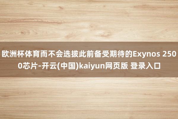 欧洲杯体育而不会选拔此前备受期待的Exynos 2500芯片-开云(中国)kaiyun网页版 登录入口