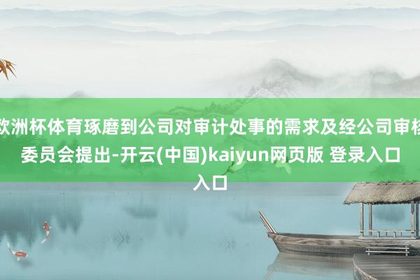 欧洲杯体育琢磨到公司对审计处事的需求及经公司审核委员会提出-开云(中国)kaiyun网页版 登录入口